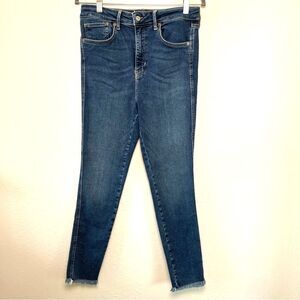 We the Free Women's Jeans Dark Wash High Rise Skinny Raw Frayed Hem Size 31